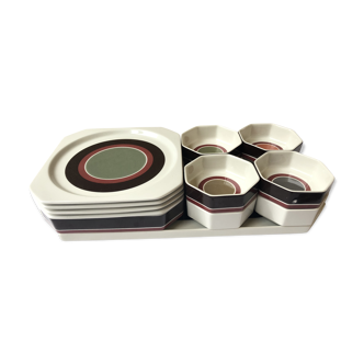 Serving dessert 12 pieces porcelain & Villeroy Boch Avant-garde design modernist vintage 70