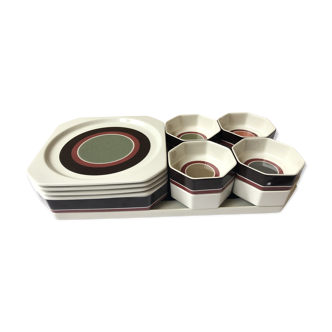 Service à dessert 12 pièces porcelaine Villeroy & Boch avant-garde design Moderniste vintage 70