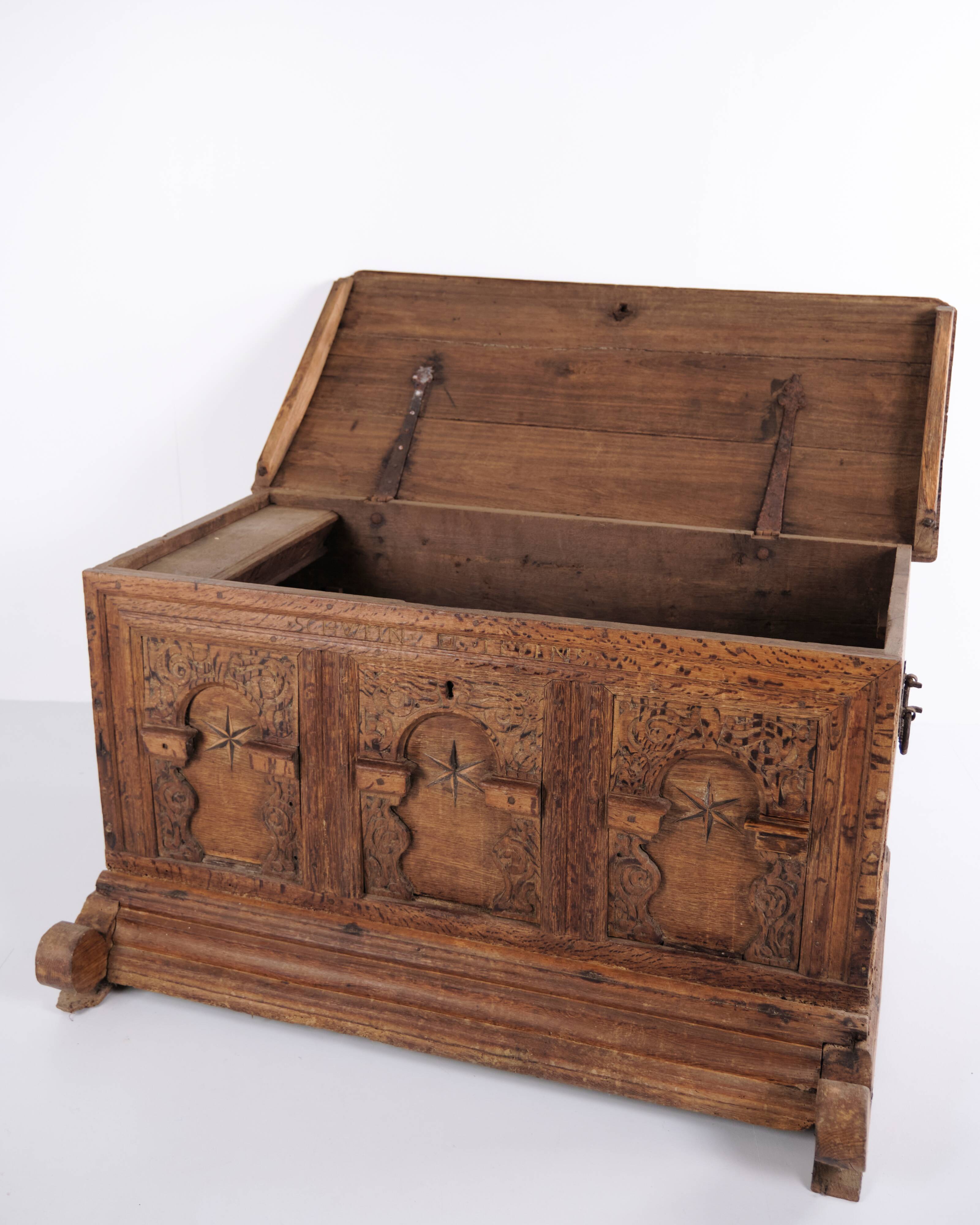 Chest – Oak – Carved details & inlay – c. 1860s