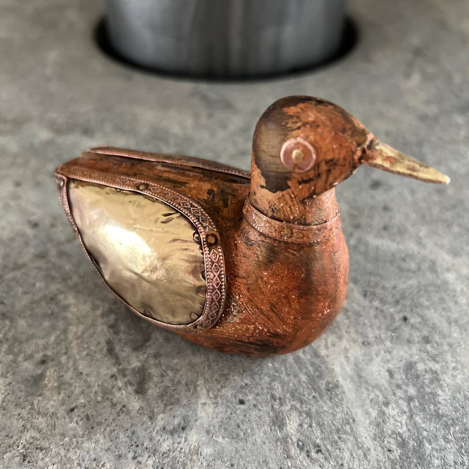 Wooden & brass bird