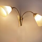 Large Vintage Glass Brass Wall Lamp