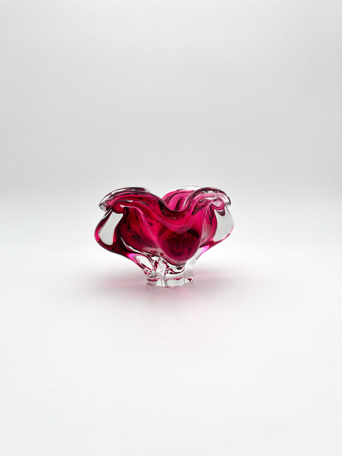 Bowl - Josef Hospodka - Sommerso Bohemian Crystal Pink