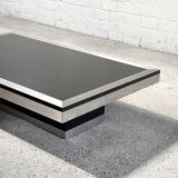 Table basse italienne en aluminium brossé, années 1970