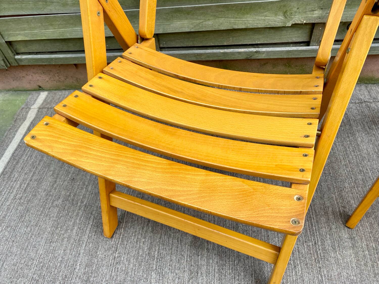 Pair of Clairitex France vintage garden armchairs from the 70s, solid wood