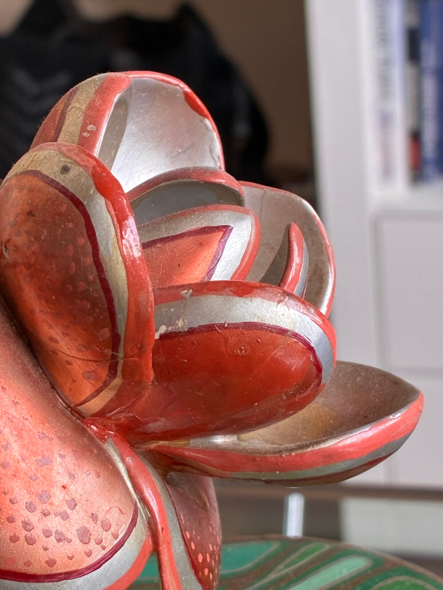 Large ceramic lamp with slip decoration signed F.D.