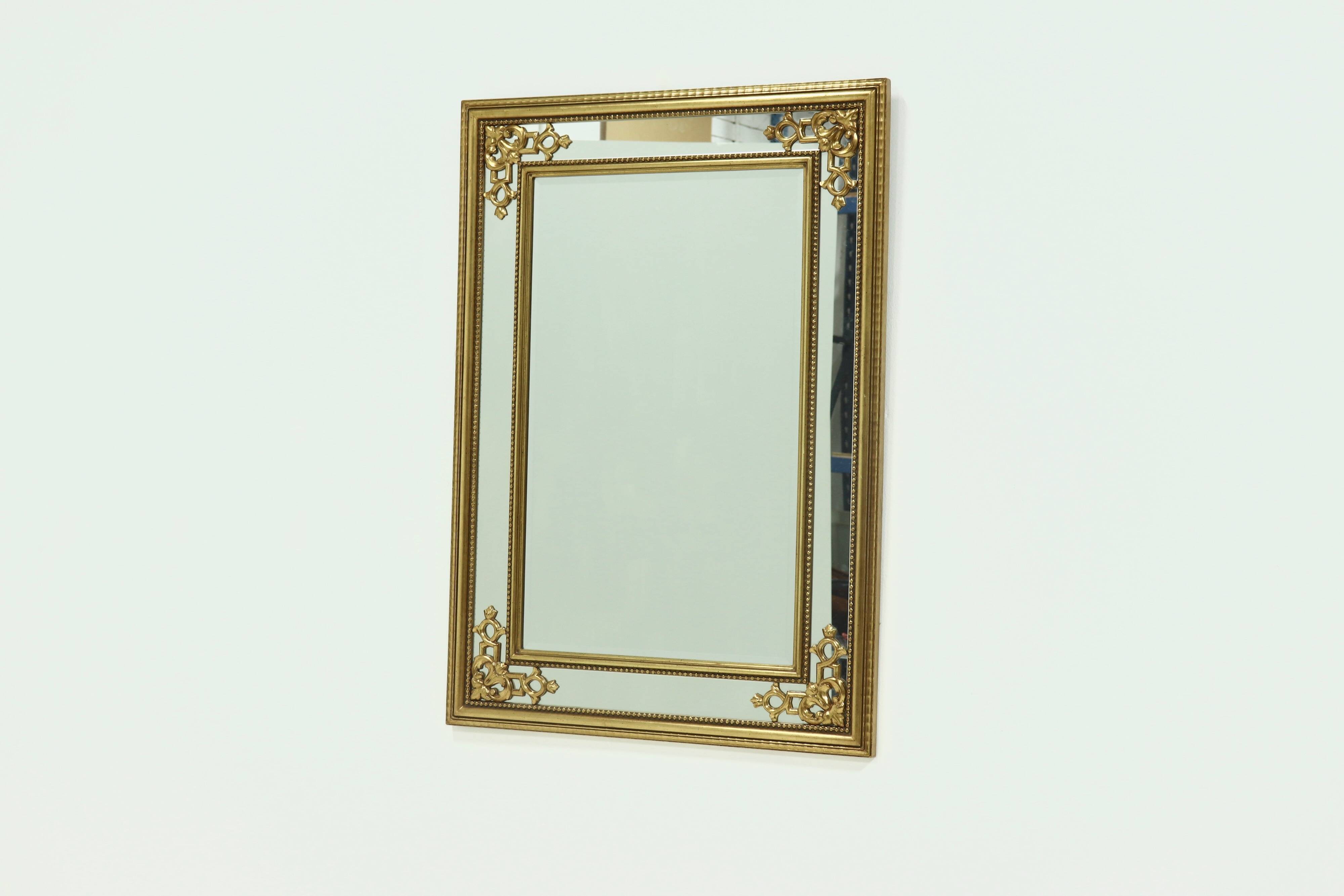 Large Decorative Gold Plated Mirror by Deknudt Belgium 1980s