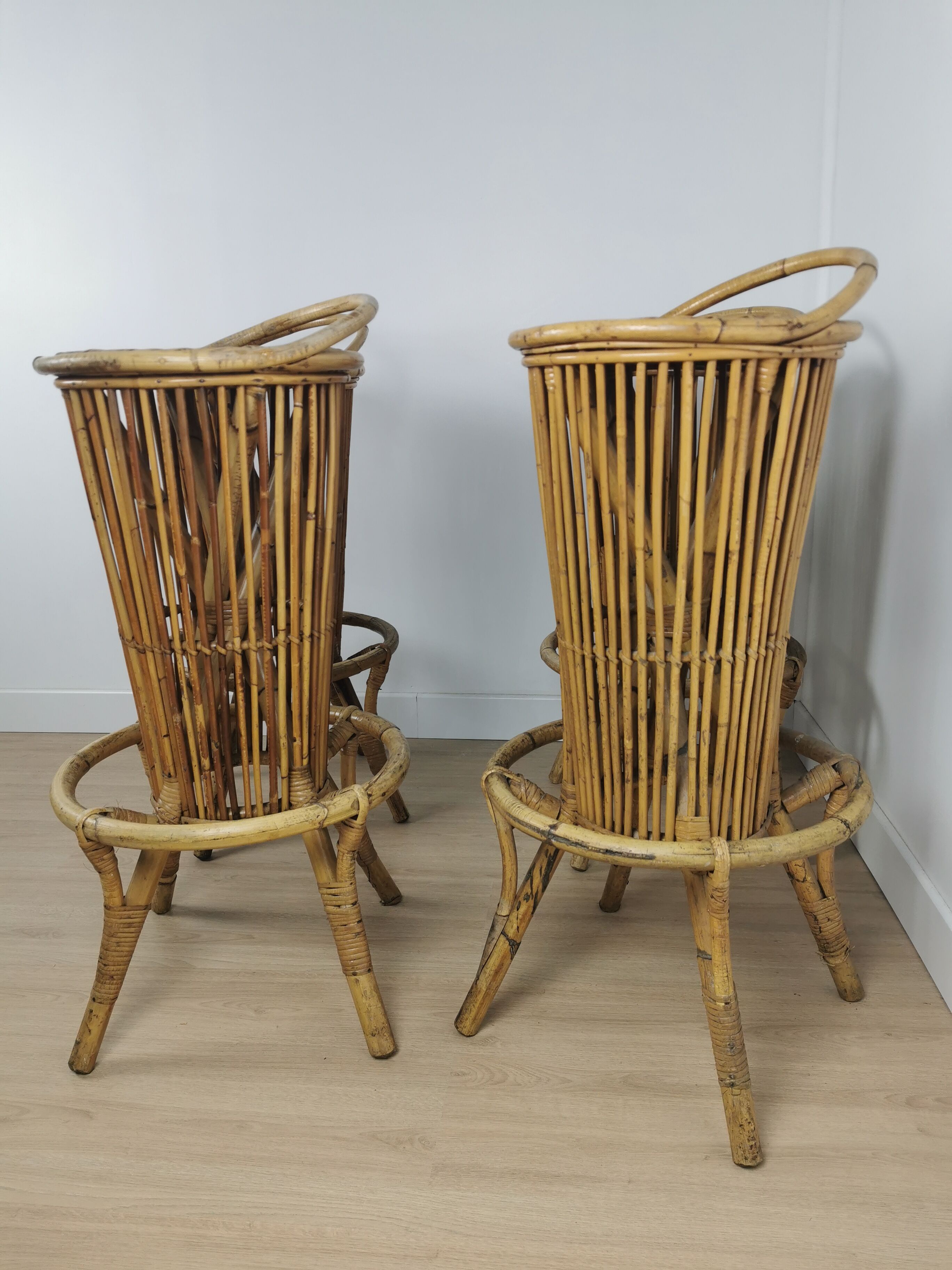 Rattan bar stools 60s