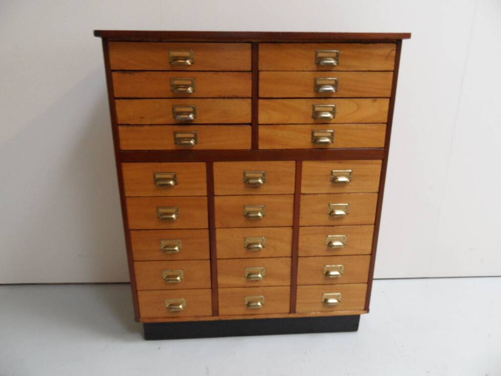 Vintage mahogany filing cabinet with drawers 1950's