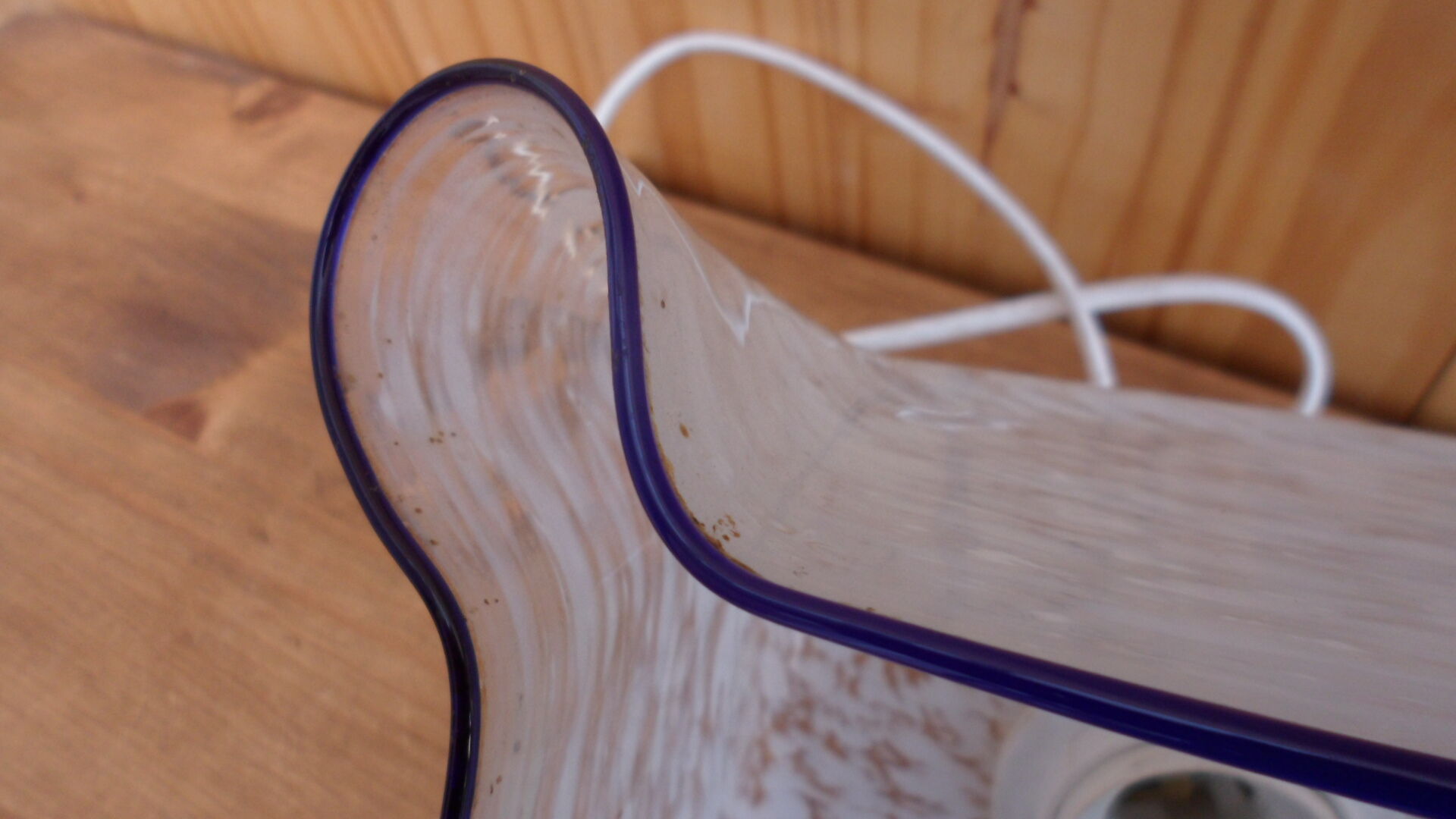 Clichy-style blue-edged draped glass suspension lamp