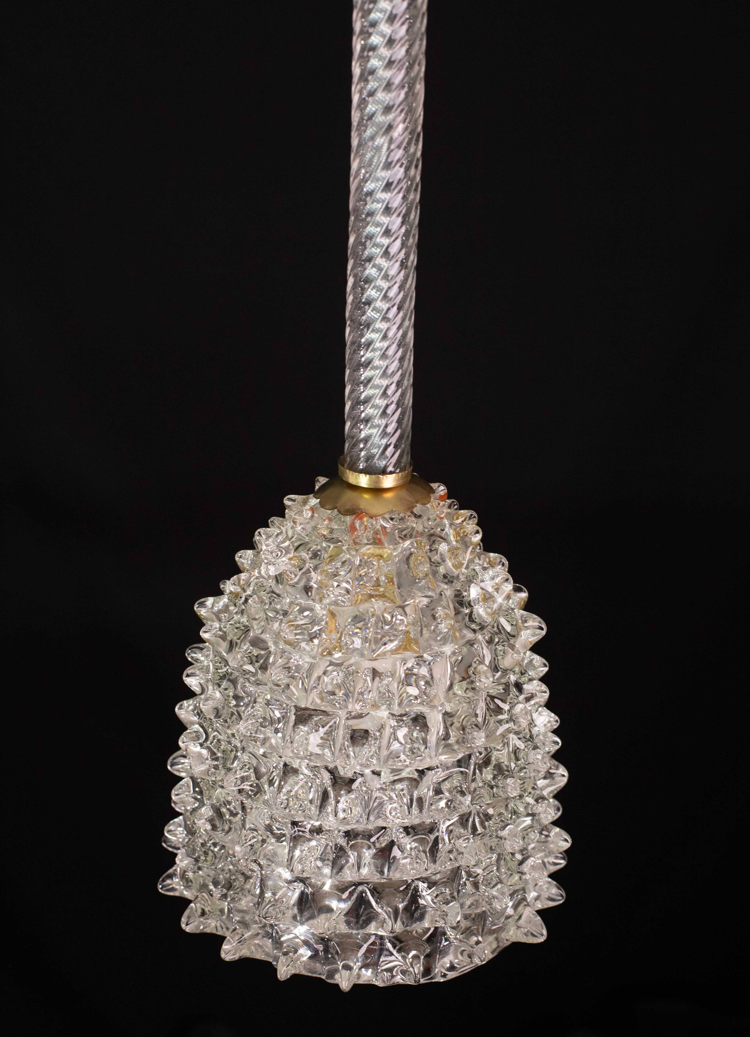 Extraordinary Clear Rostrato Murano Glass Penadant by Barovier & Toso, 1940