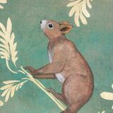 Painted canvas depicting squirrels. Contemporary.