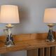 Pair of Bouffioulx sandstone candle lamps signed Dubois - 1970s