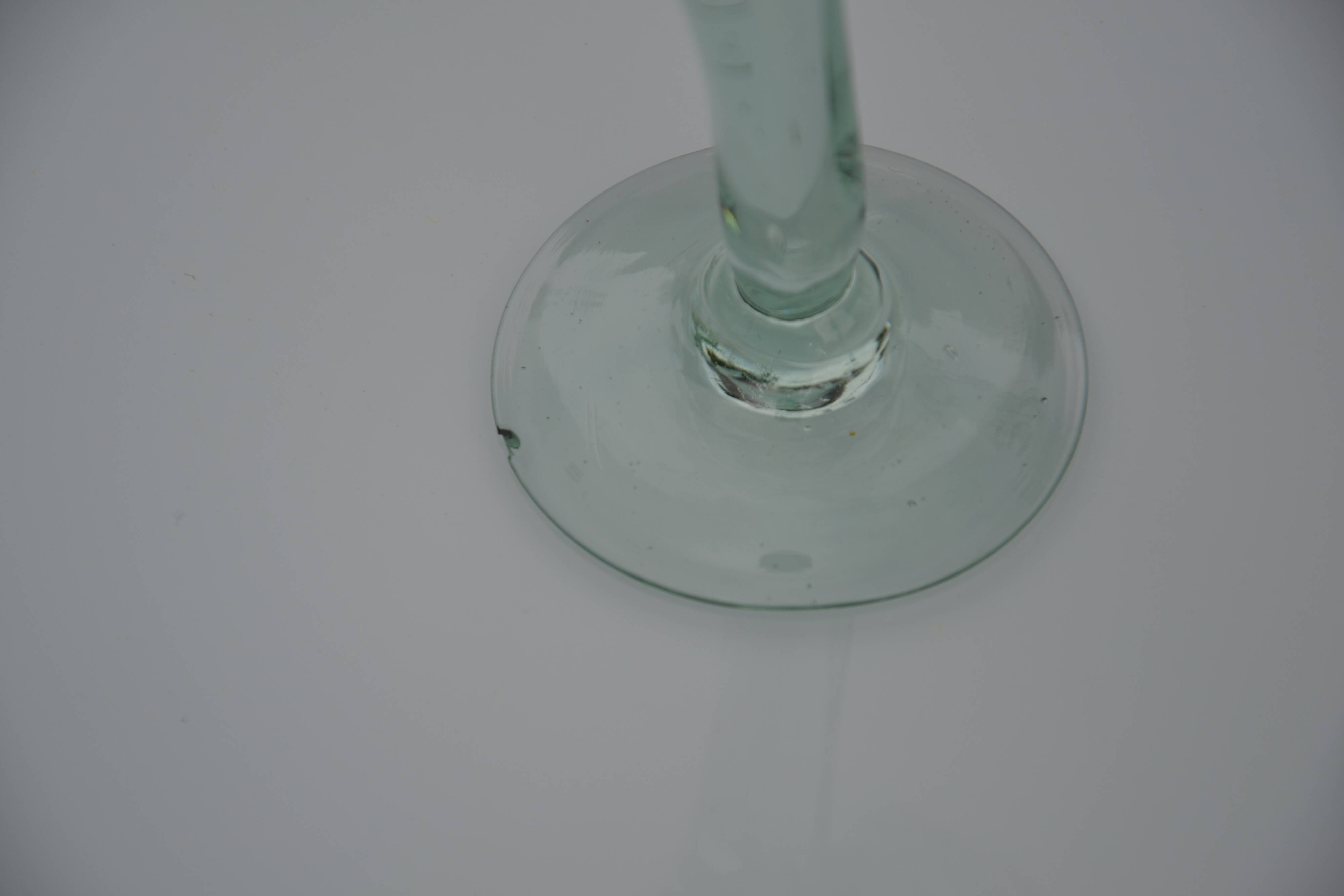 Hand-blown, bubbled stemmed glasses with offset feet