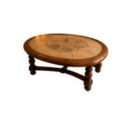 Barrois coffee table signed – solid oak and ceramic