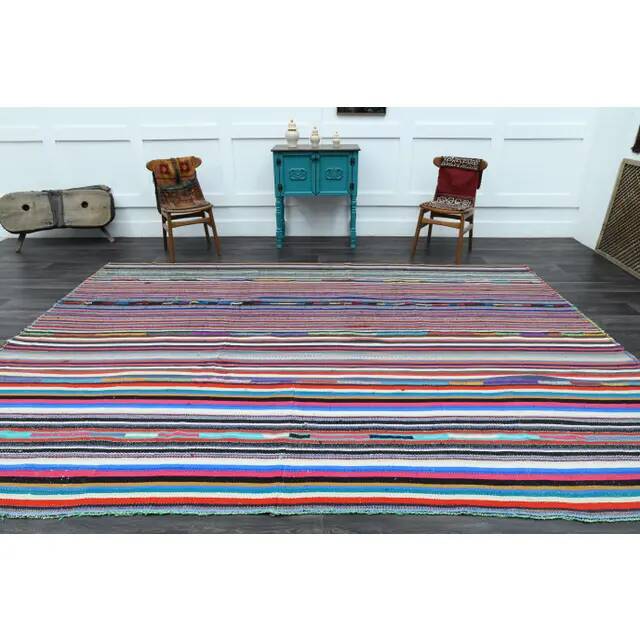 Vintage Turkish Oushak Handmade Wool & Cotton Purple Rug 264x368