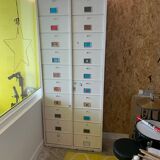 Amoire with industrial-style metal locker