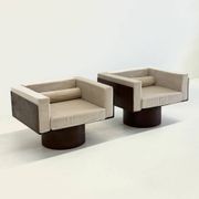 Ensemble de 2 chaises longues sculpturales en métal italien