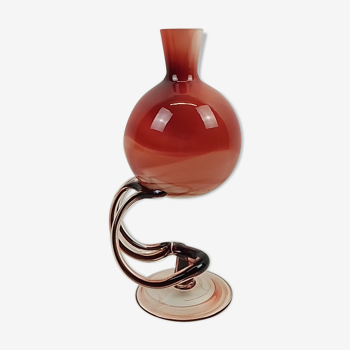 Vase style Murano en verre soufflé rouge rougeâtre 28 cm