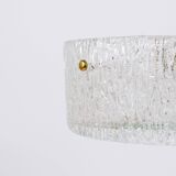 J.T. Kalmar Lustre pendant light in brass and textured glass, 1950s