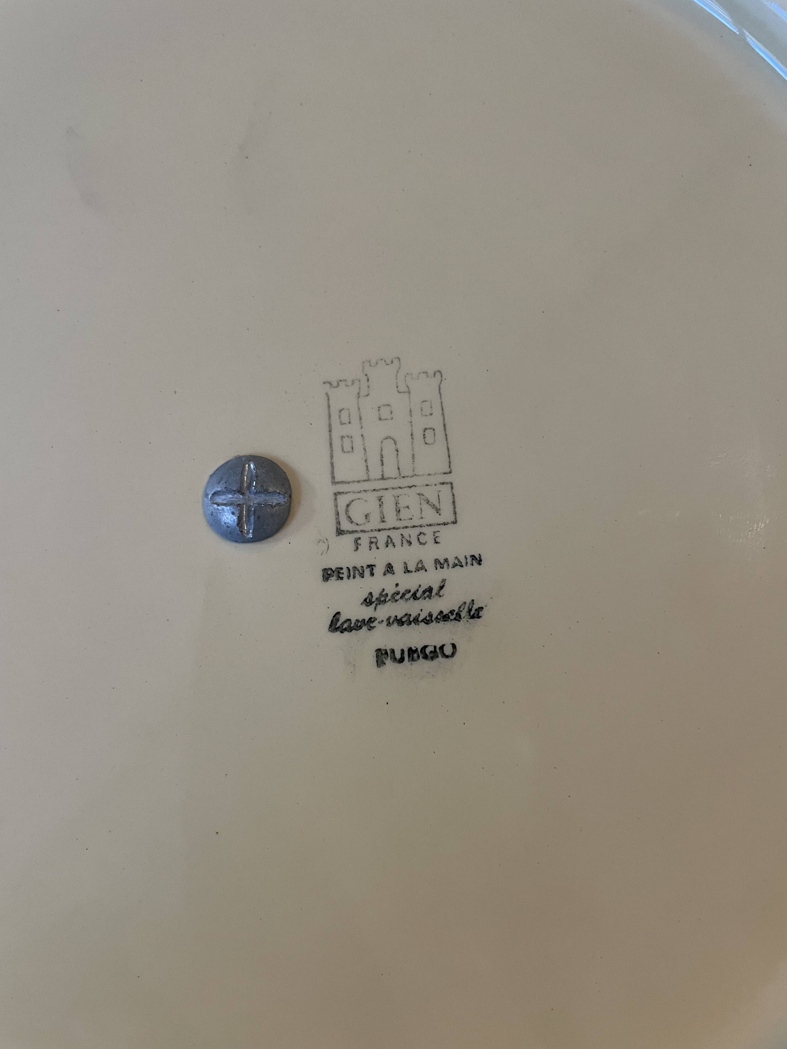 Gien France Cheese Board Orange Green Flower