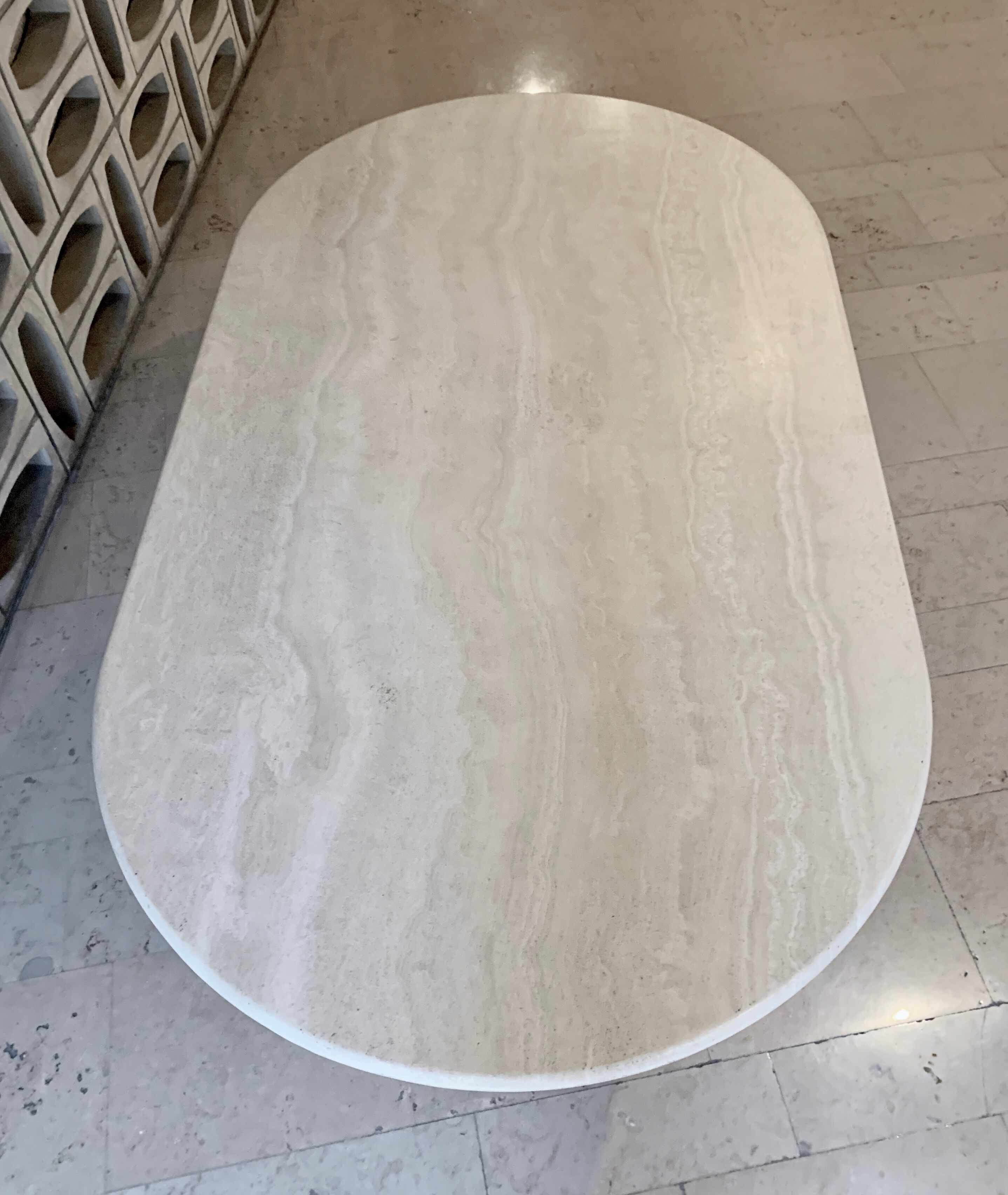 Ligne Roset travertine vintage dining table