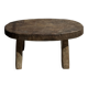 Small stool or small oval side table in solid teak wabi-sabi H24 53