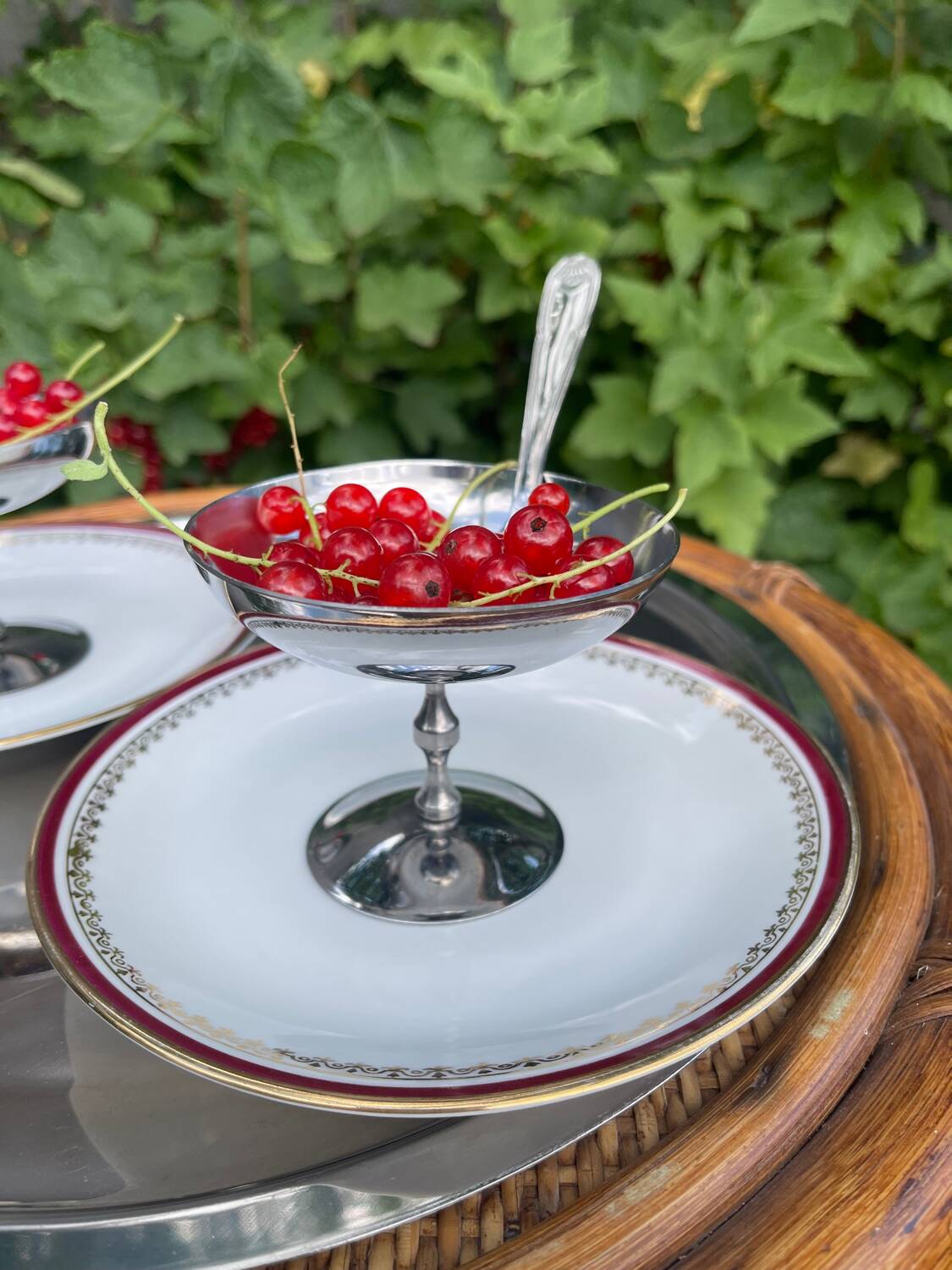 Vintage Stainless Steel Ice Cream Cups, Spoons and Trays