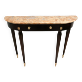Console en hêtre noirci avec plateau en marbre Demilune Macchiavecchia attr. à Paolo Buffa