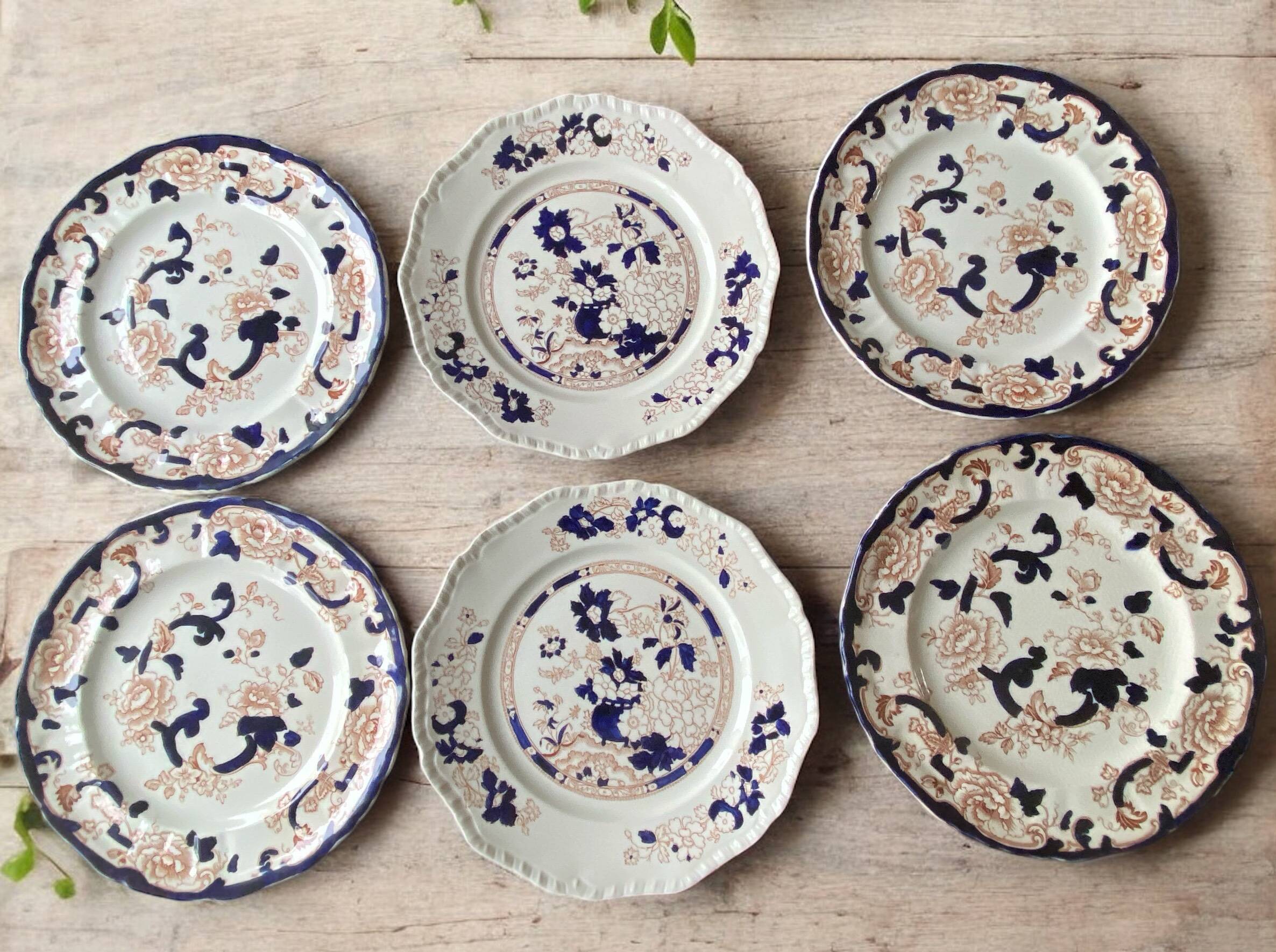 6 Mason's Terre de Fer English earthenware plates with Mandarin Mandalay decor