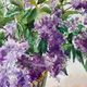 Painting Set of 2 watercolors Jetty/bouquet of Lilac flowers early 20th century