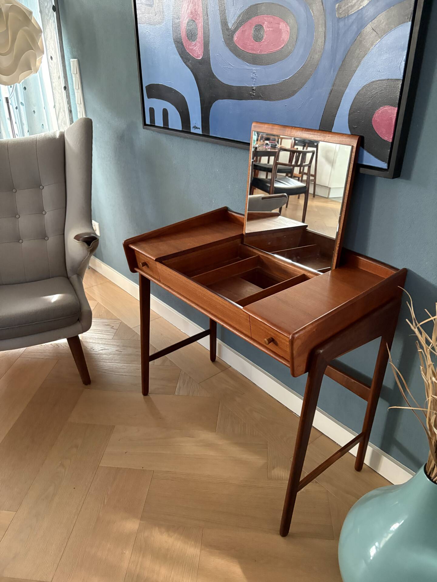 Fine Danish Vanity Table or Desk in Teak