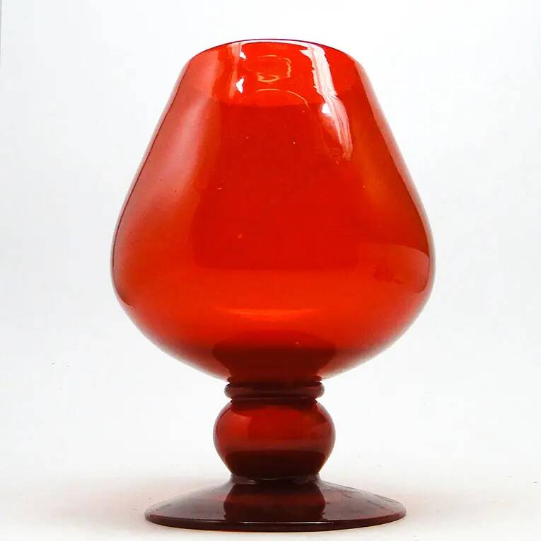 Vase, mid-century modern, red glass, designed by J. Słuczan-Orkusz, Poland, 1970s