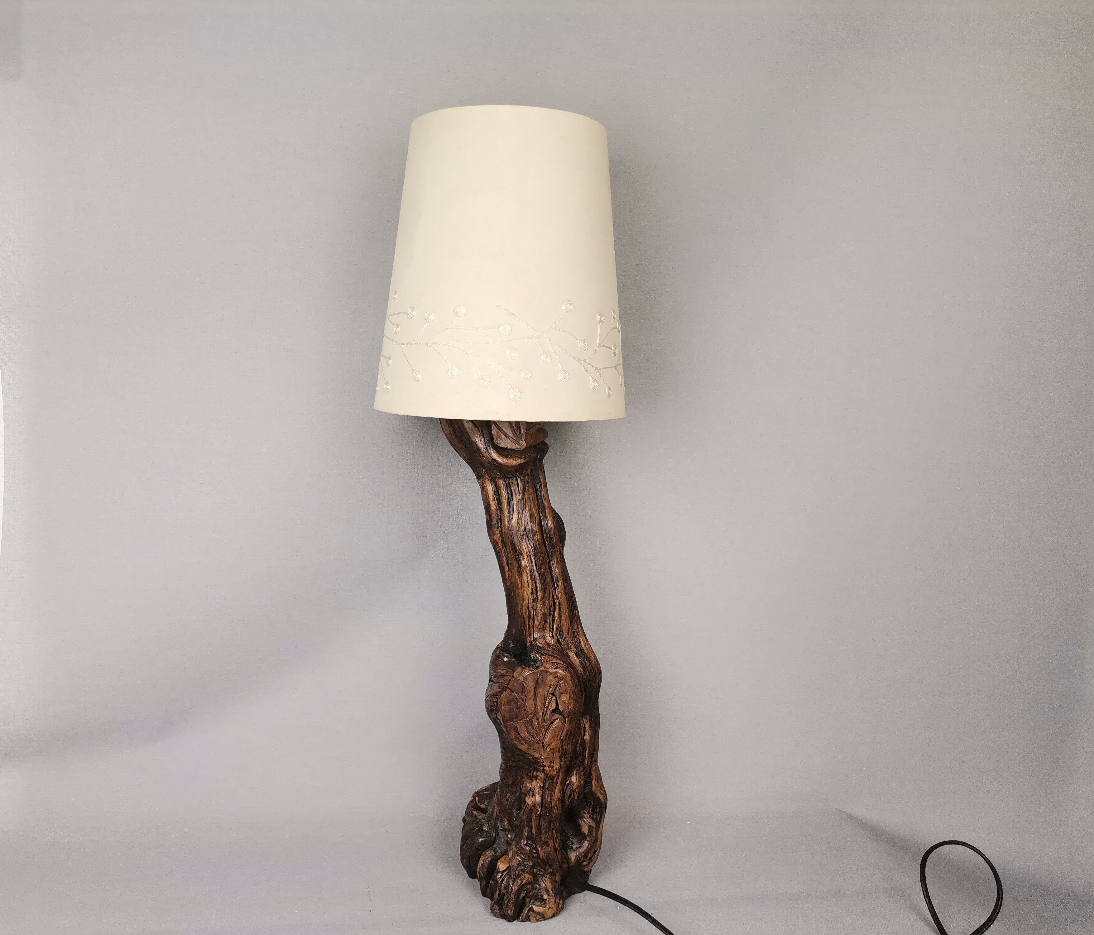 Portuguese handmade vine wood table lamp