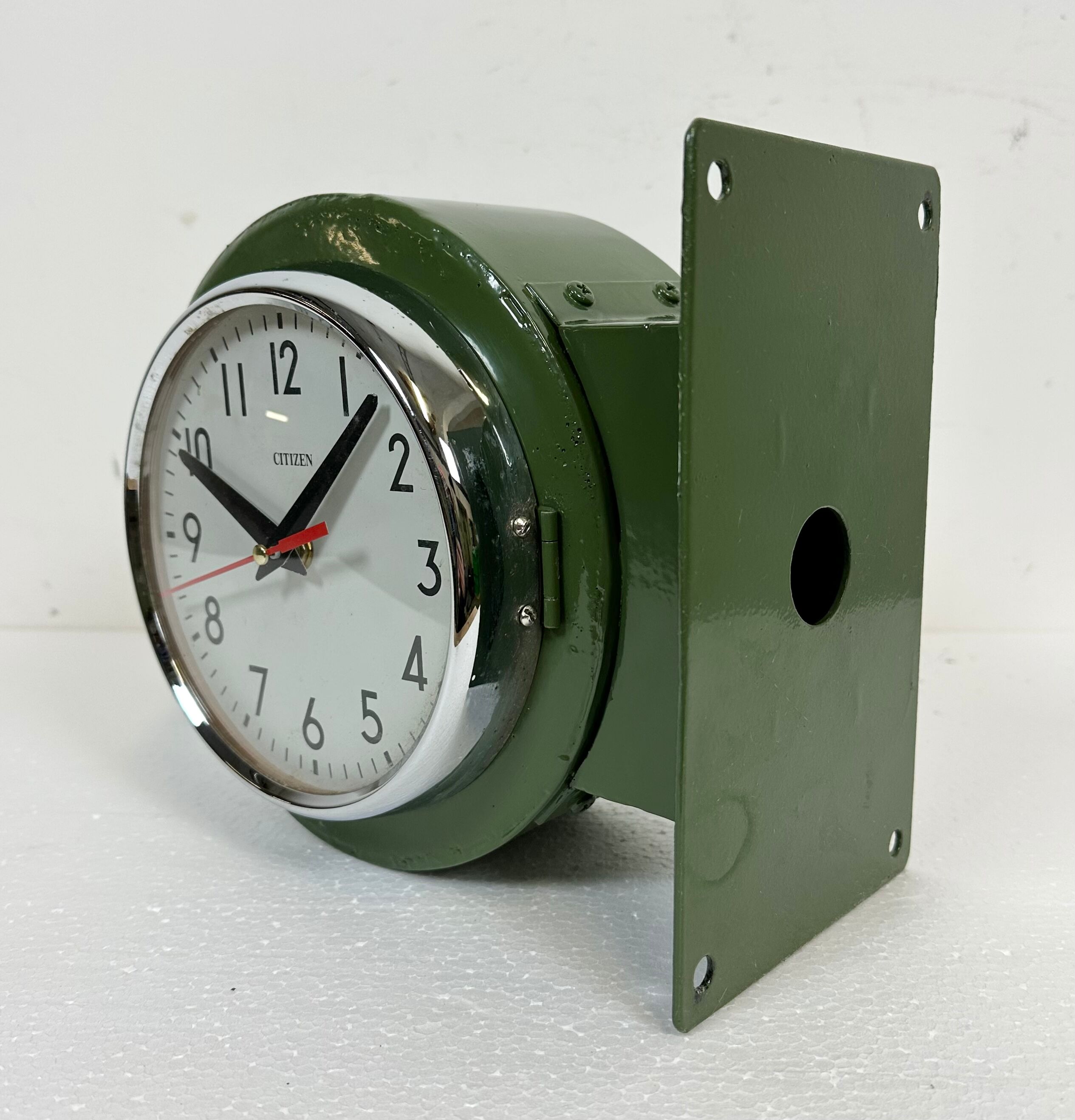 Vintage green citizen double-sided navy wall clock, 1980s