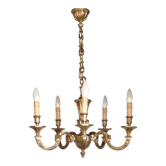 Bronze chandelier 5 arms vintage 1970