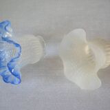 Set of 2 old tulips glass globe lampshades of chandelier lamp fixture