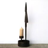 Impressive wrought iron candlestick by Leopold Gest, 1950s.