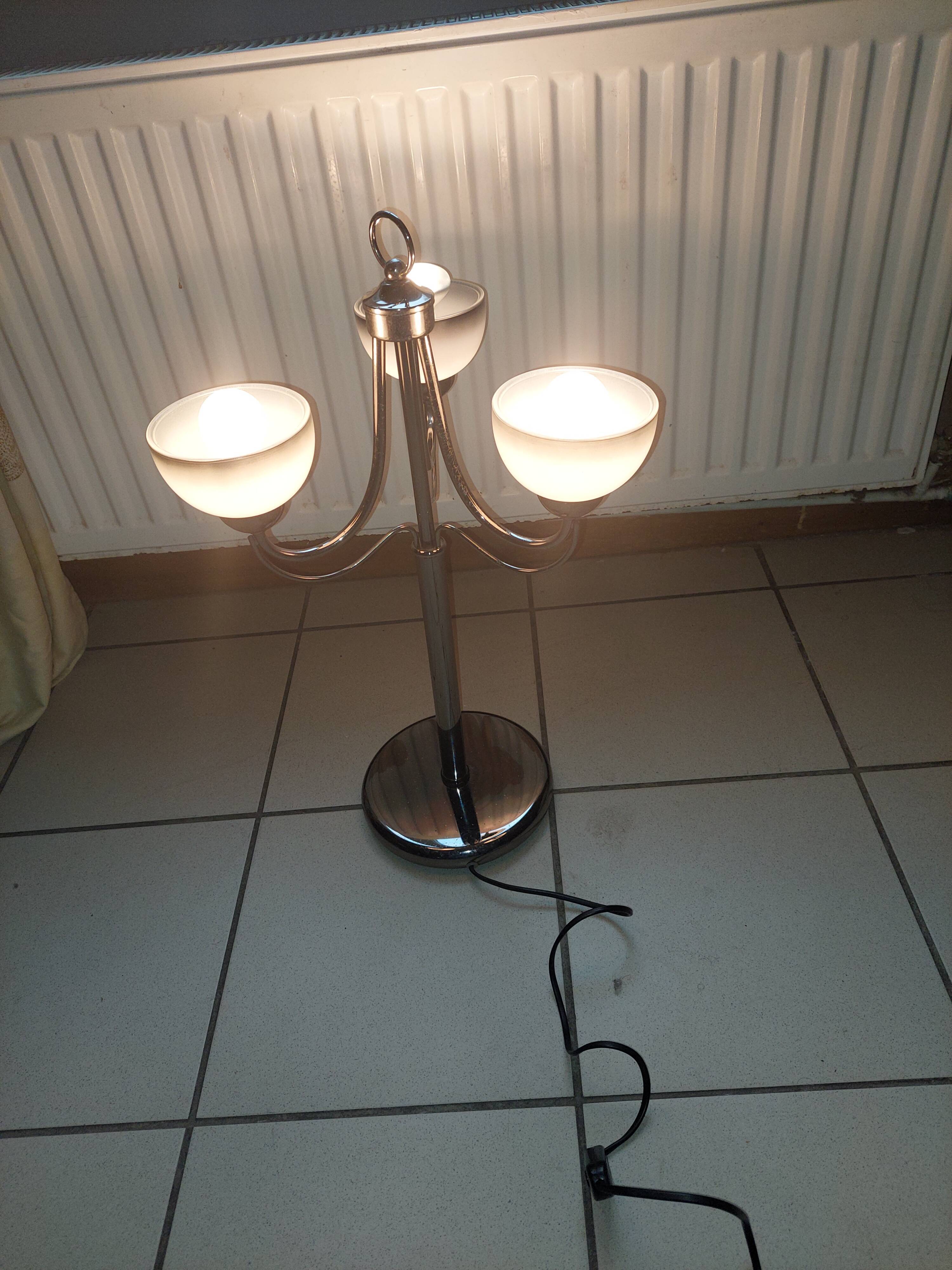 Vintage chromed metal table lamp used