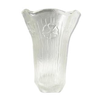 Vase vintage en verre à motifs floraux H:22cm
