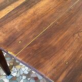 Table cuisine ou bureau, noyer/epoxy or, restaurée