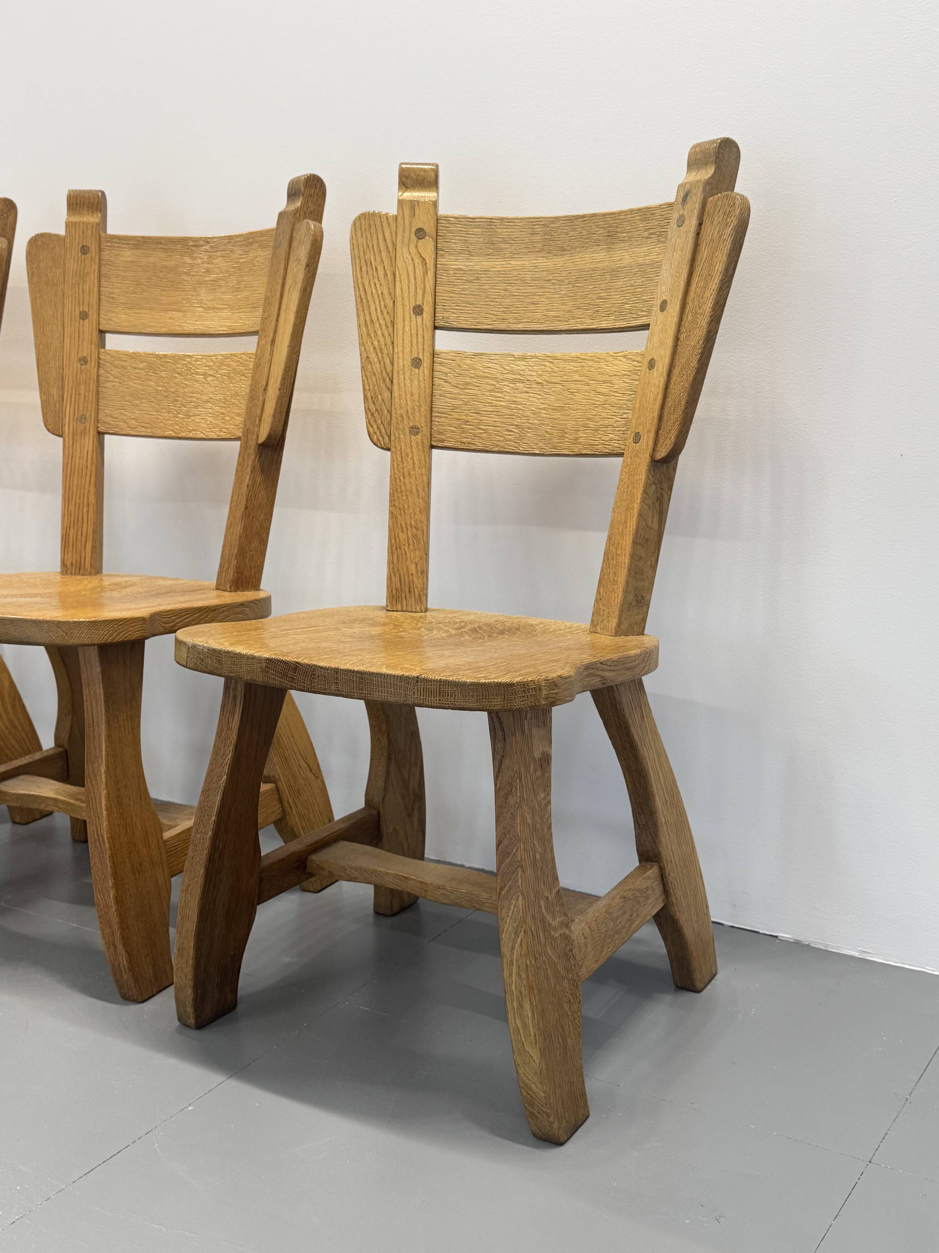 4 Vintage Brutalist Wooden Chairs