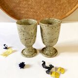 Pair of enamelled stoneware mazagrans