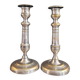 Pair of antique silver-plated brass candlesticks