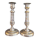 Pair of antique silver-plated brass candlesticks