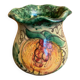 Vintage 1970s Beige Ceramic Vase with Painted Decoration