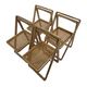 Ensemble vintage de 4 chaises pliantes, design en sangle et bois, années 1970