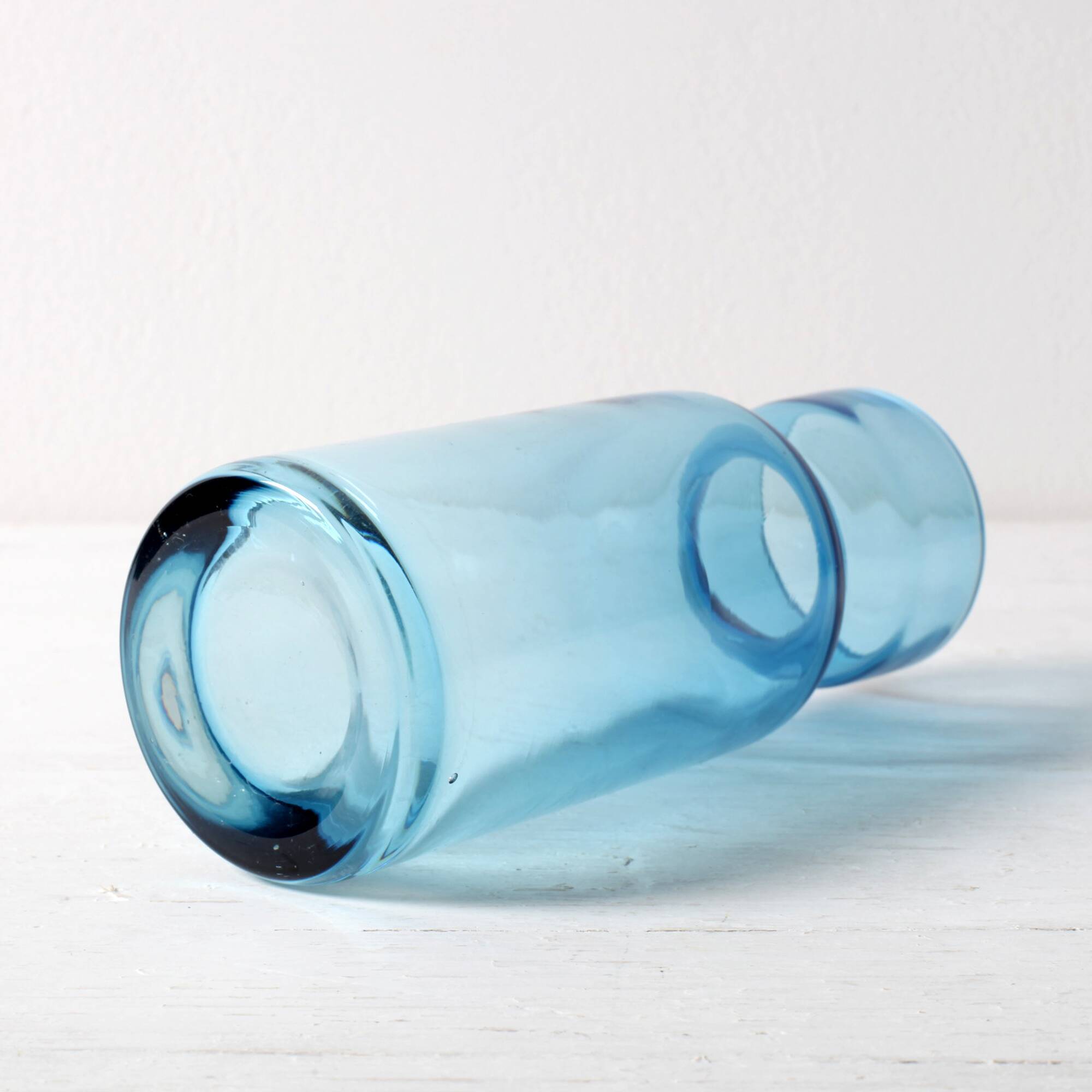 Small Vintage Blue Glass Vase / Mid-century Stylish Vase / Sweden / 1980s