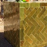Table basse en Zellige moderne vert olive