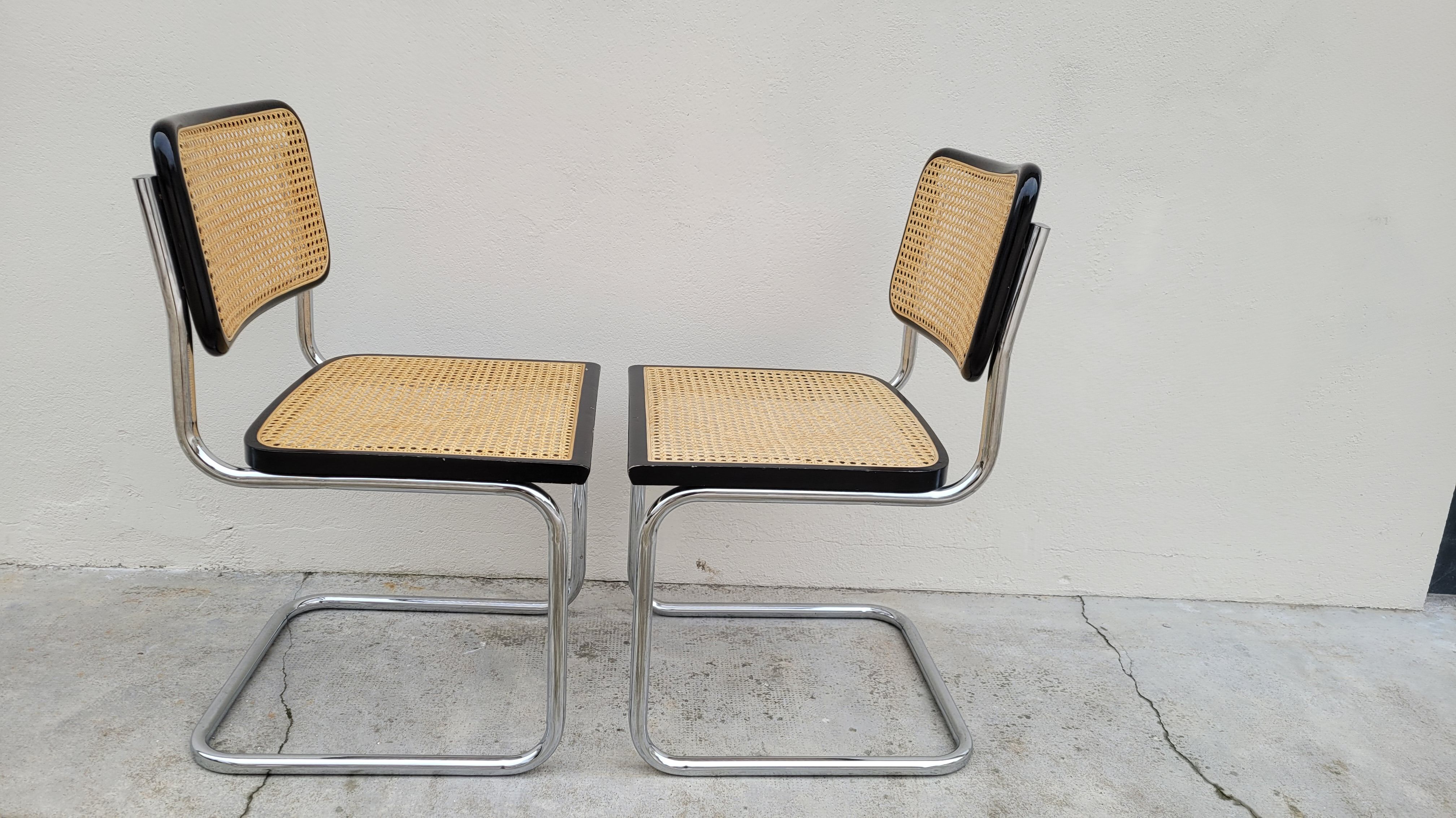 Pair of chairs B32 by Marcel Breuer signed Italy