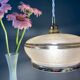 Suspension vintage lampshade in frosted yellow and gold glass